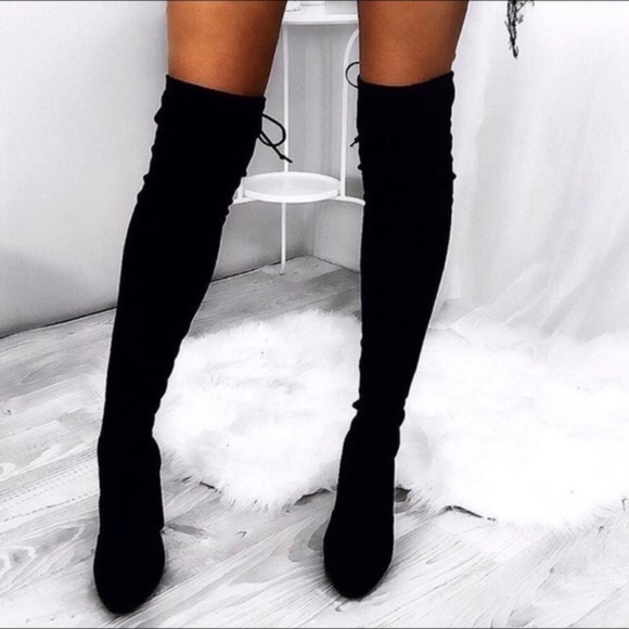 Black Over The Knee Boots - Picture 2 of 2